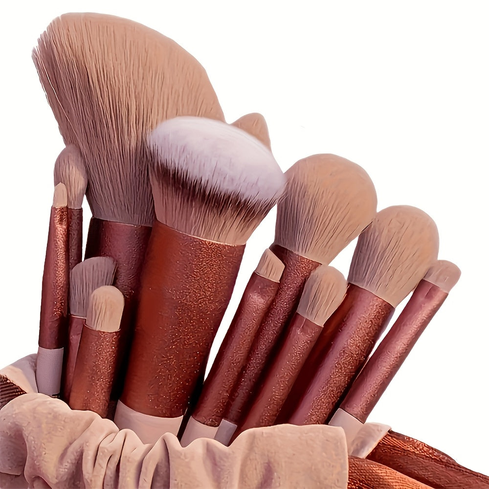 13pcs Professional Makeup Brush Set, Soft And Fluffy Professional Makeup Foundation Powder Eyeshadow Kabuki Hybrid Makeup Brush Beauty Tools For A Perfect Makeup Look, Hypoallergenic Nylon Bristles, Suitable For All Skin Type